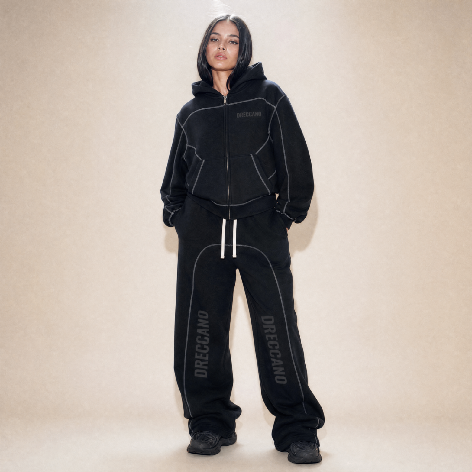 Dreccano set on a female model — studio